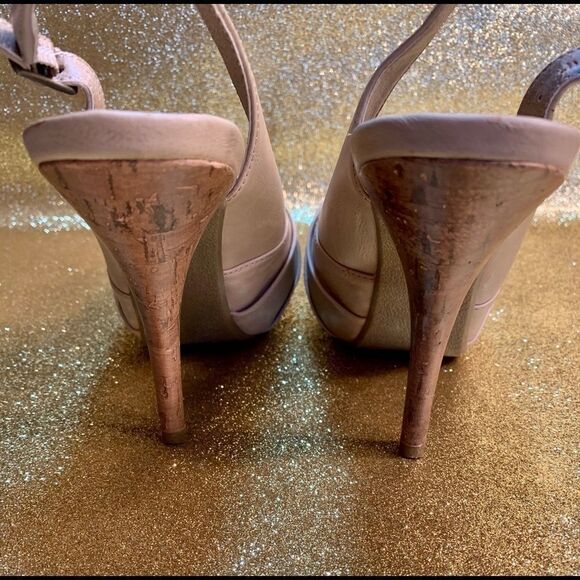 Taupe Peep Toe Sling Back by Apt 9 4.5” Heel S 7.5 - Picture 3 of 4